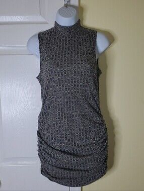 🩶 Hot Gal Gray Mock Neck Ruched Bodycon Mini Dress 🩶